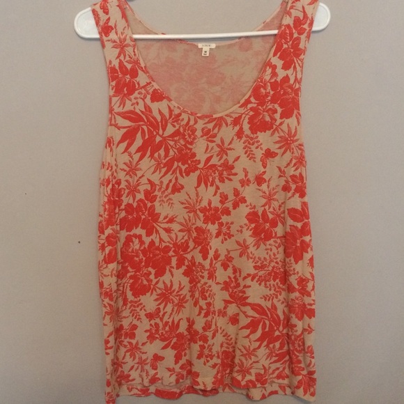 J. Crew Tops - 🌼 J Crew | Tan and Dark Orange Floral Tank Top